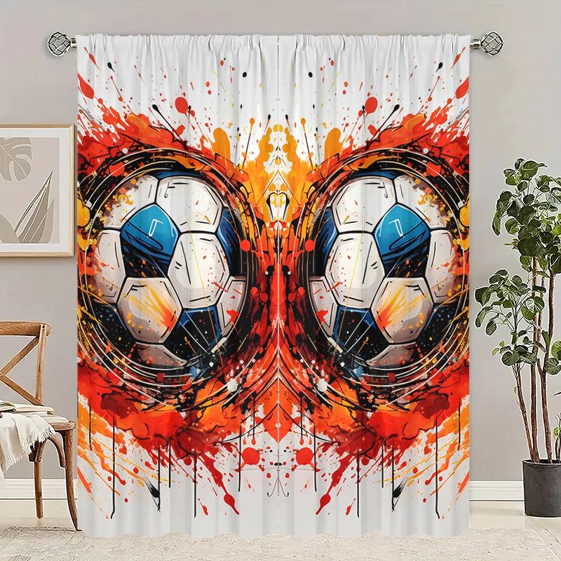 

2 шт. - Люблю футбол Полиэстеровые шторы, шторы с кулиской 42*84, спальня, гостиная, украшение домашней комнаты 29Wx64L(75x166CM)x2