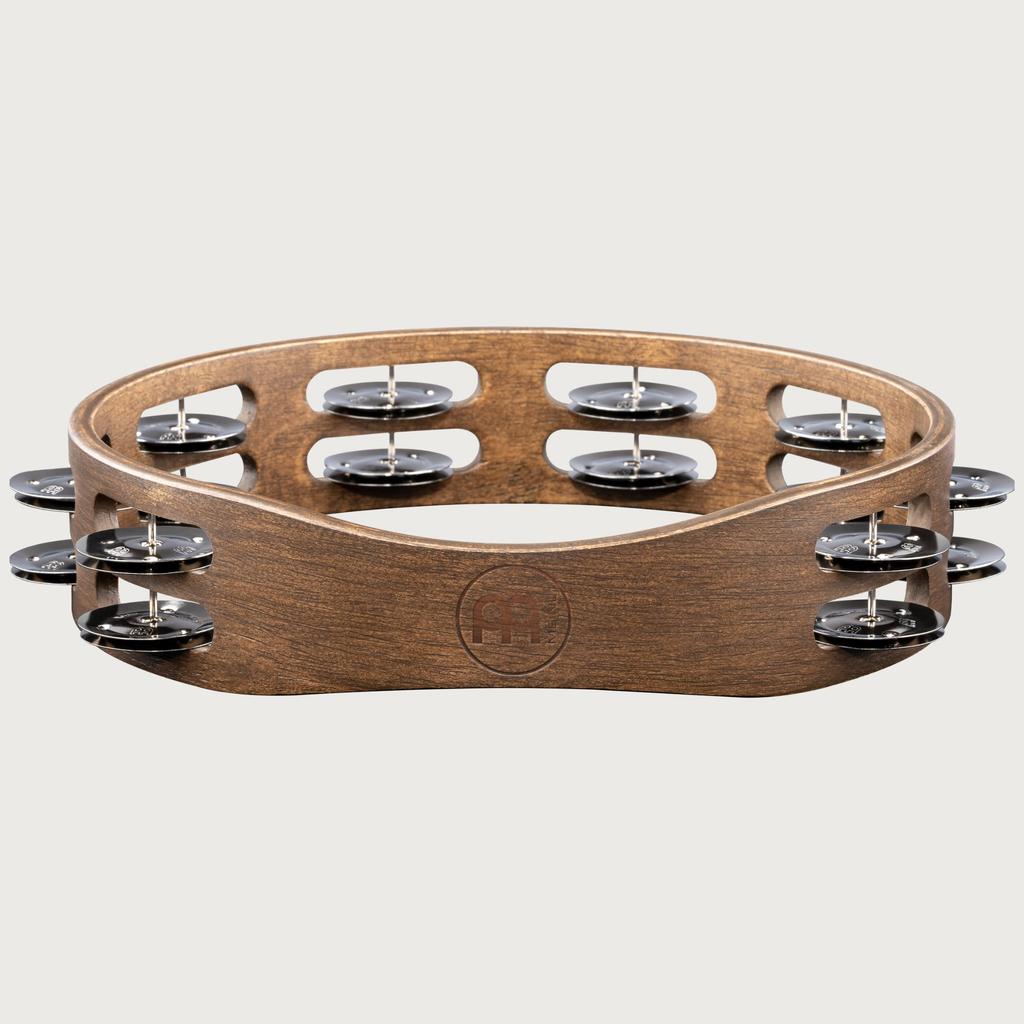 MEINL Percussion Traditional Wood Tambourine Stainless Steel Jingles 2rows TA2WB []