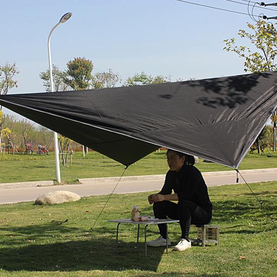 1 sada venkovního baldachýnu, bezpečný, vodotěsný, velký prostor odolný proti roztržení proti UV záření, postříbřený stan na kempování