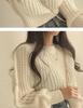 Korean Style Round Neck Petite Knit Sweater for Women - Waist-Cinching, Versatile Pullover