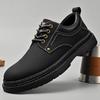 New leather men's casual leather shoes thick-soled big head tooling shoes men's low-top