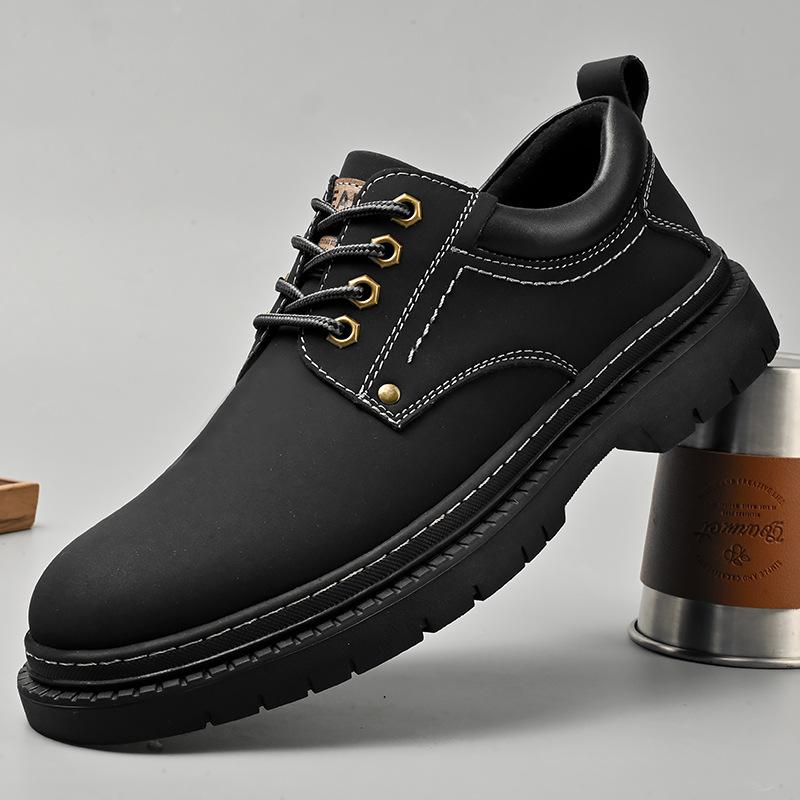 New leather men's casual leather shoes thick-soled big head tooling shoes men's low-top
