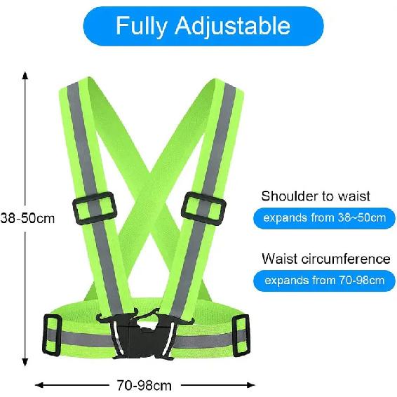 Correas Reflectantes de Alta Visibilidad Seguridad en el Trabajo Nocturno Correr Ciclismo Seguridad Chaleco Reflectante Ajustable Alta Visibilidad Reflectante
