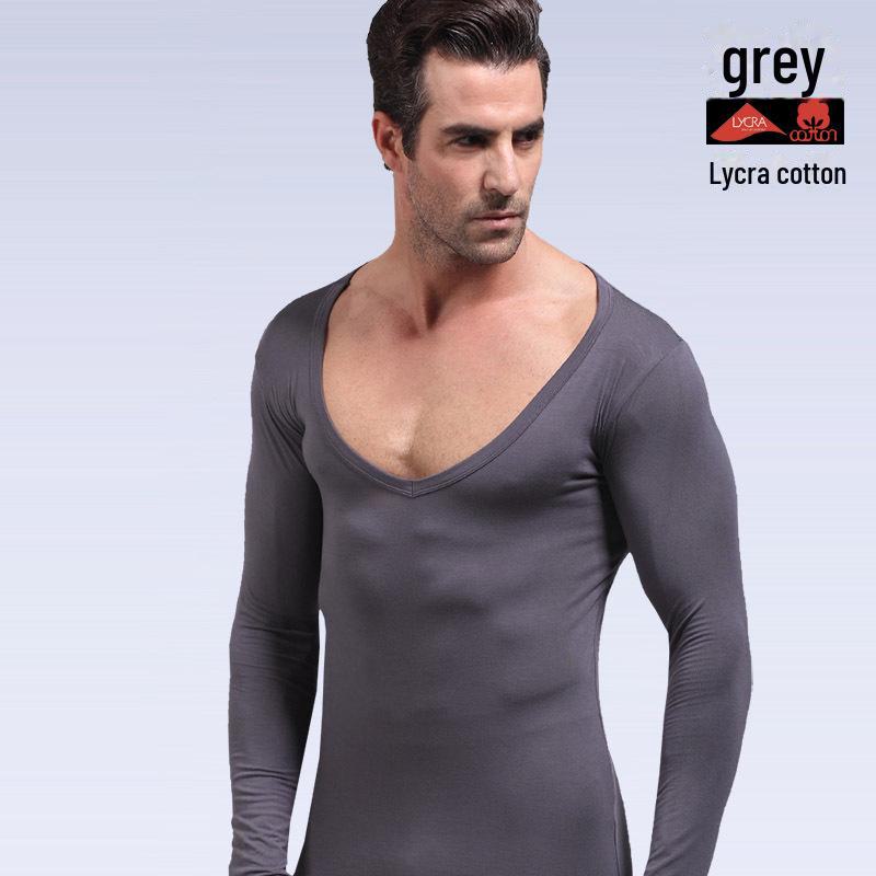 Herren Slim Fit Langarm V-Ausschnitt Baselayer Shirt - Unifarben, Leichtgewicht für Herbst & Winter