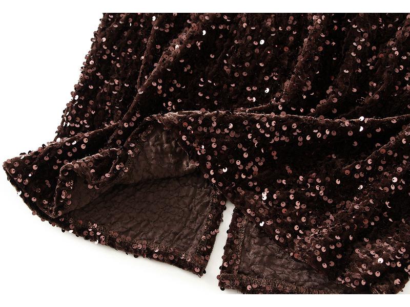 Autumn 2023 Women's Bodycon Sequin Midi Skirt with Back Slit (D8035)