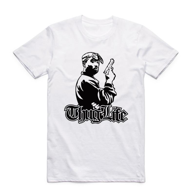 

Азиатский размер Мужская и женская футболка с принтом Thug Life Летняя футболка с круглым вырезом и короткими рукавами Американский рэпер Тупак Макавели 2pac футболка HCP4065 4XL