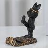 Cute Graffiti Bear Resin Statue & Phone Holder Funny Desk Decor Creative Gift for Friends Cool Bedroom Shelf Ornament With