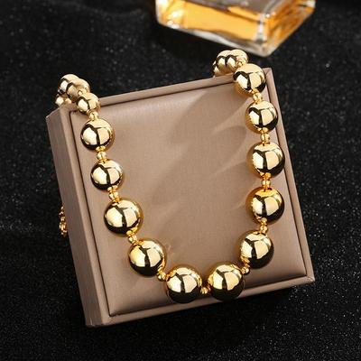 Colorfast Titanium Steel Beaded Necklace with Pendant - Trendy European & American Design for Women