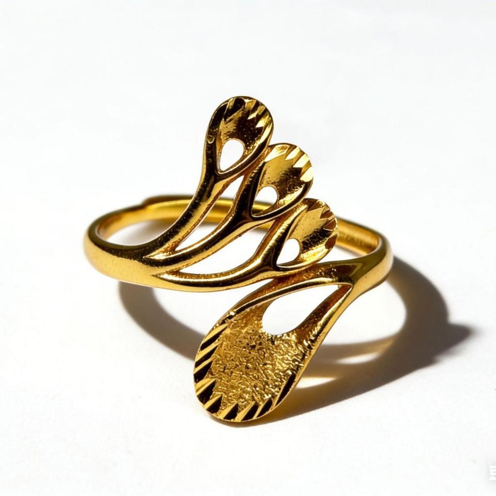 Vietnam Sand Gold Floral Wedding Ring for Women - Classic Fashion Jewelry