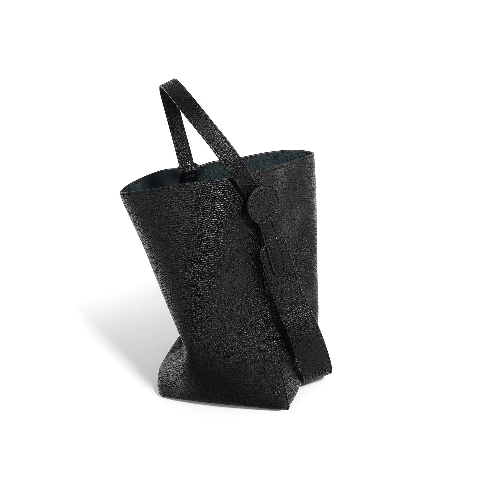 

Нішевий Дизайн Відро Сумка з Коров ячої Шкіри Нова Повсякденна Проста Сумка-Тоут Великої Місткості Портативна На плече Сумка-Месенджер чорний