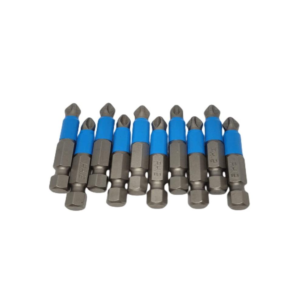 

10pcs Blue Cross Anti Slip Screwdriver Head Grey S2 Steel Screwdriver Bits Worker