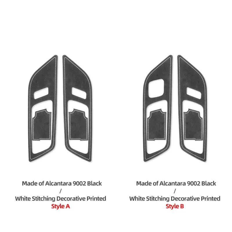 Betterhumz For Ford Mustang 2015-2023 Car Interior Door Pull Handle Switch Panel Made of Alcantara Trim Sticker Deco Accessories