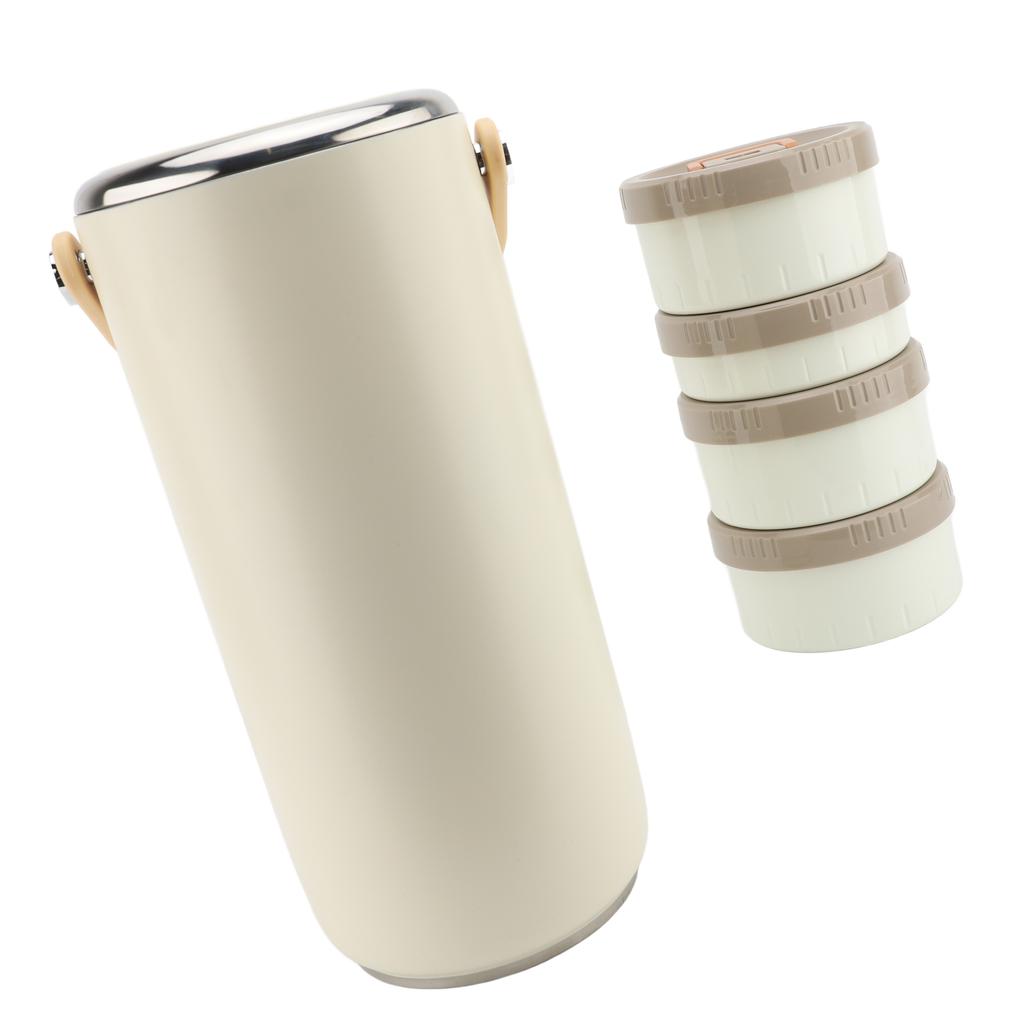 Vacuum Insulated Food Jar 3.4L Stainless Steel Wide Mouth Portable Sealed Leakproof Hot Food Container for Working White