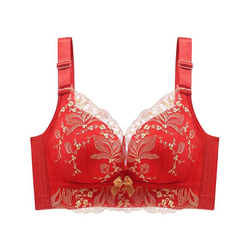 

Вышитый бюстгальтер Женский собирающий бюстгальтер Женский без косточек Регулируемый бюстгальтер против провисания 34/75A