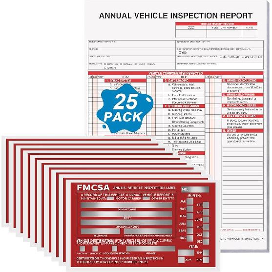 50 Pack Annual Vehicle Inspection Report Form 8.5 *11.4  Detailed Driver s Vehicle Inspection Report Dot Vehicle Inspection Red Exterior Aluminum 25