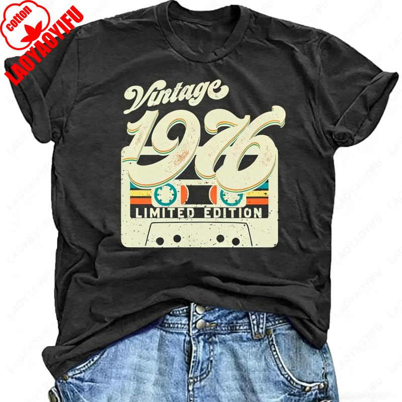 Geschenke Für Wounisex Fünfzigster Geburtstag T-Shirts Vintage 1976 50 Jahre Alt Geburtstagsparty Lustiges Grafik Print Shirt Sommer Baumwolle T-Shirts