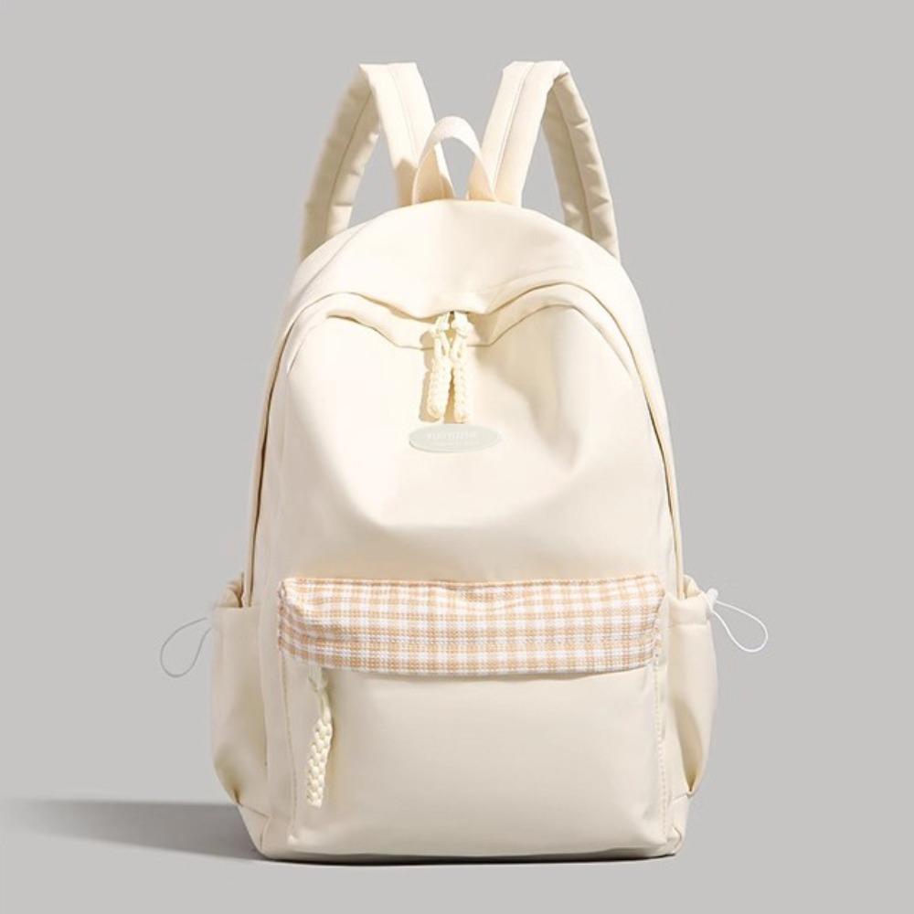 Solid color high-value backpack women's summer new large-capacity Korean versatile junior high and high school student schoolbag