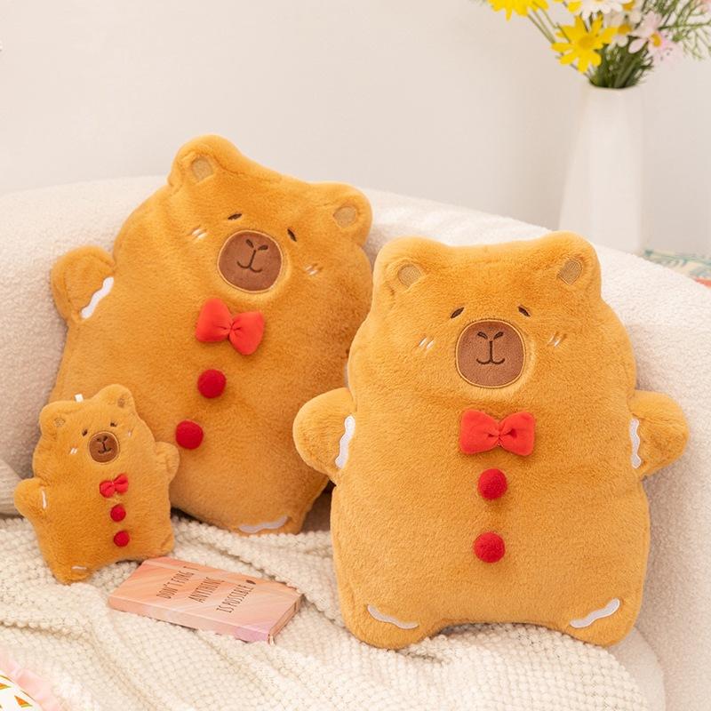 Cute gingerbread capybara throw pillow plush toy doll kapibara doll doll christmas gift