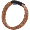 Braided Leather Bracelet Wrist Band Vintage Simple Style Magnetic Buckle Hand Decoration 20.5cmLight Brown