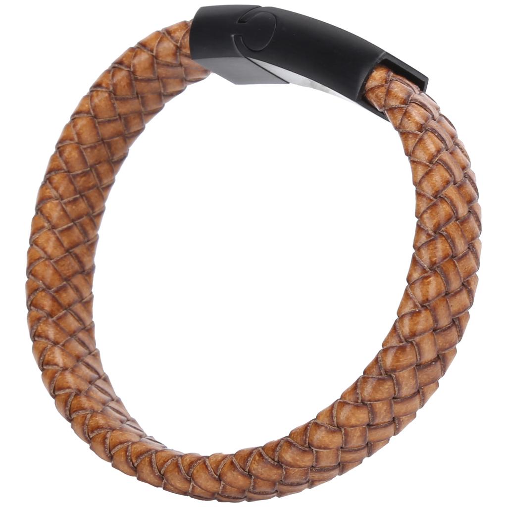 Braided Leather Bracelet Magnetic Buckle 20.5cm Vintage Bracelet PU Stainless Steel for Couple Decoration Men Christmas Gift