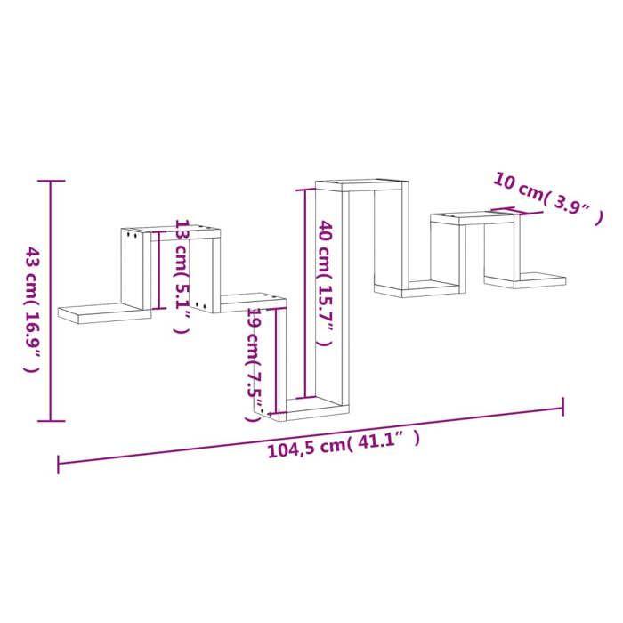 VidaXL Étagère murale sonoma gris 104,5x10x43 cm bois d'ingénierie, étagère de rangement, étagère suspendue, étagère 840728