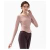 New Spring And Autumn V-neck Sport Top, Yoga Wear, Long-sleeved T-shirt, Professional Running, Quick-drying, Nude Slimming And Fitness Wear For Women