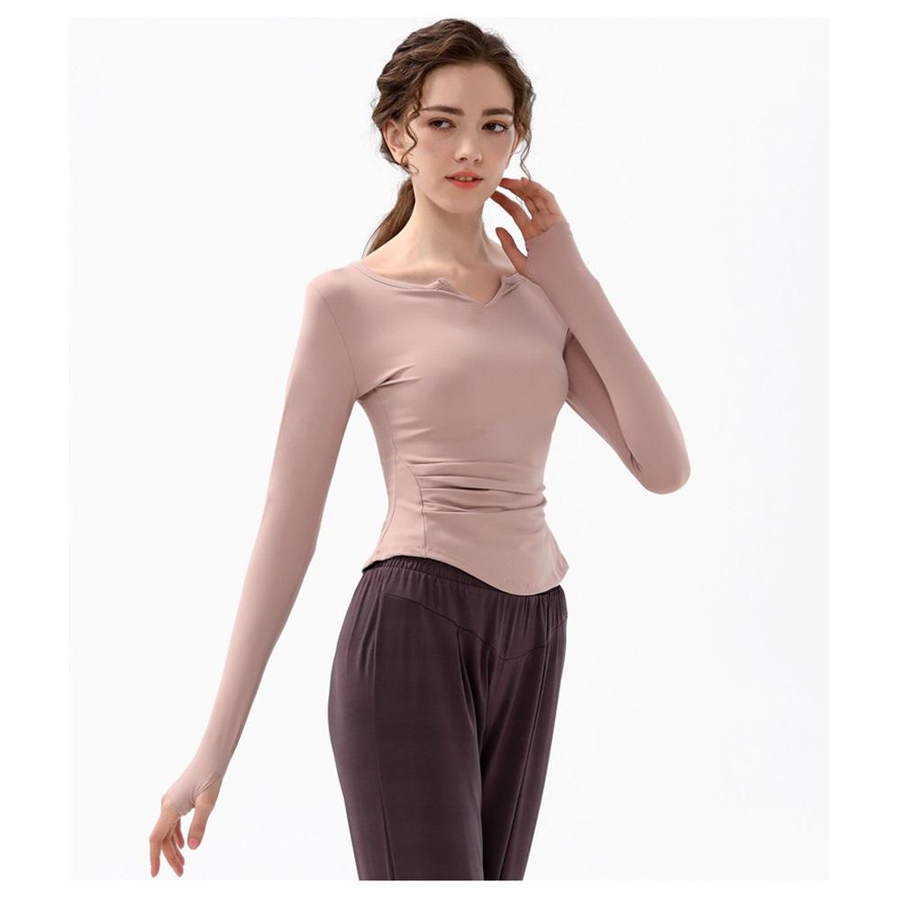 New Spring And Autumn V-neck Sport Top, Yoga Wear, Long-sleeved T-shirt, Professional Running, Quick-drying, Nude Slimming And Fitness Wear For Women