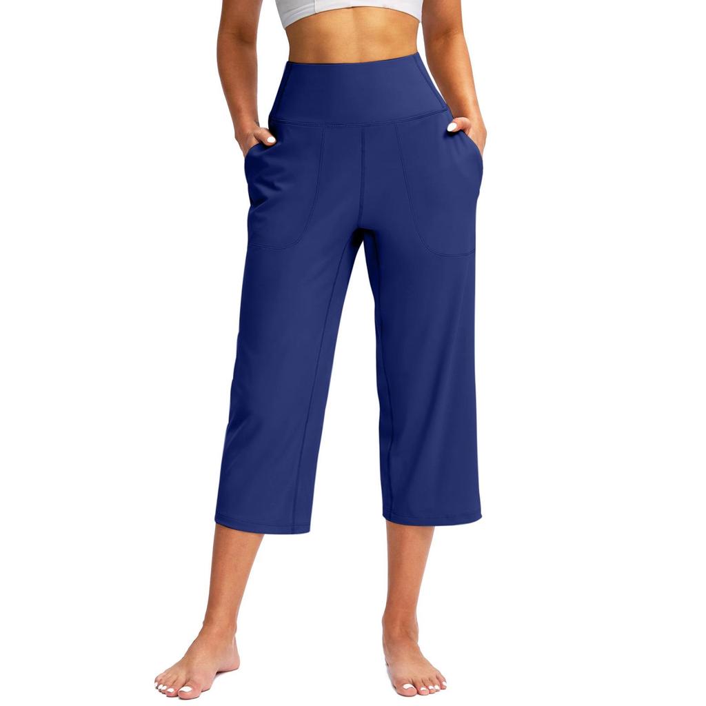 2025 Women's High-Waist Wide Leg Yoga Pants with Pockets and Tummy Control.