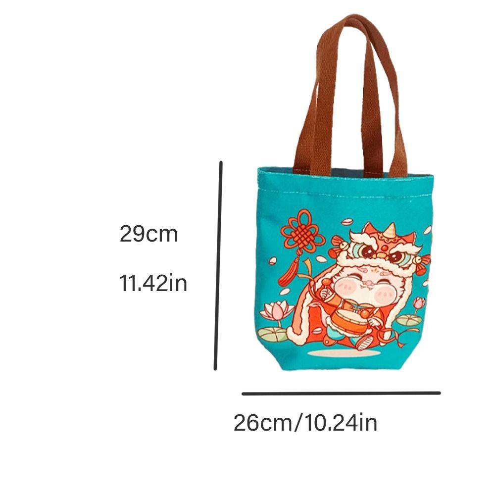 Animal Print Happy New Year Handbag Letter Cartoon Dargon Tote Bag  Outdoor