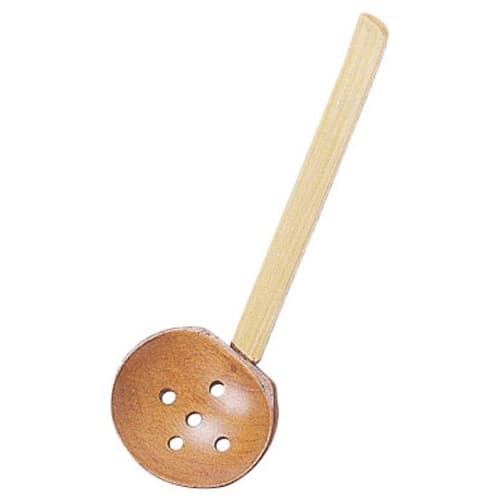Wooden Ladle with Slots, 19cm Long, JA22-18-2s
