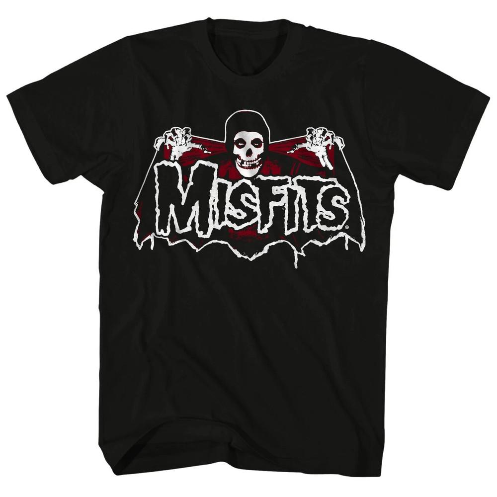 

Misfits Batfiend Skull And Wings Red Logo Mens Rock N Roll Punk Black Unisex T-Shirt XXXL