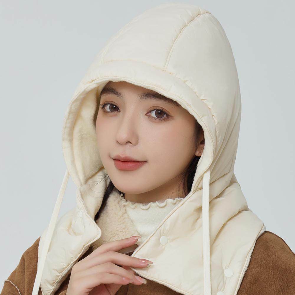 New Style Windproof Hats Plush Fleece Lined Warm Winter Cap Hooded Full Cover Waterproof Hats For Women Solid Color Winter Hats