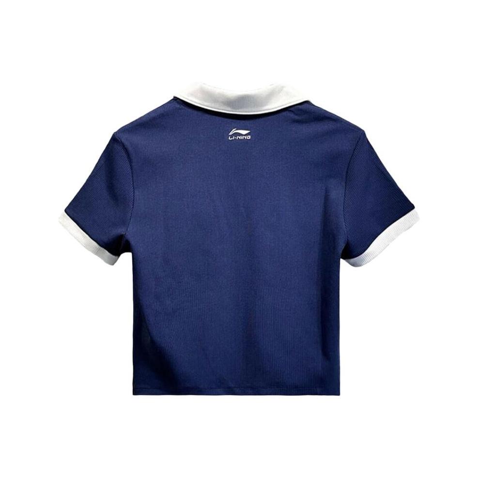 Li-Ning Letter Splicing Soft Comfortable Breathable Versatile Polo Short Sleeve T-Shirt Women T-Shirts APLV300-3