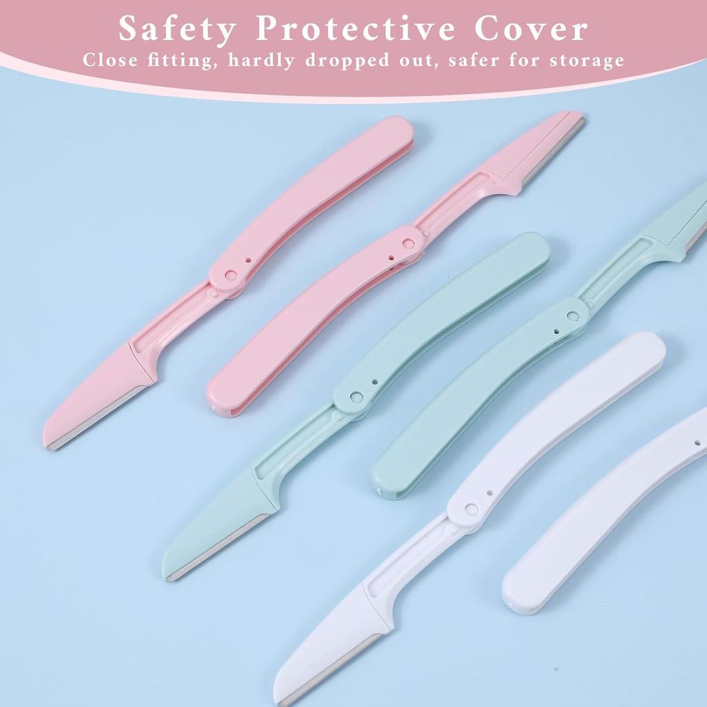 15 Pcs Dermaplane Razor Folding Eyebrow Razors for Women Face Fuzz Remover Facial Hair Removal for Women and Men Travel Dermaplaning Beauty Tool -