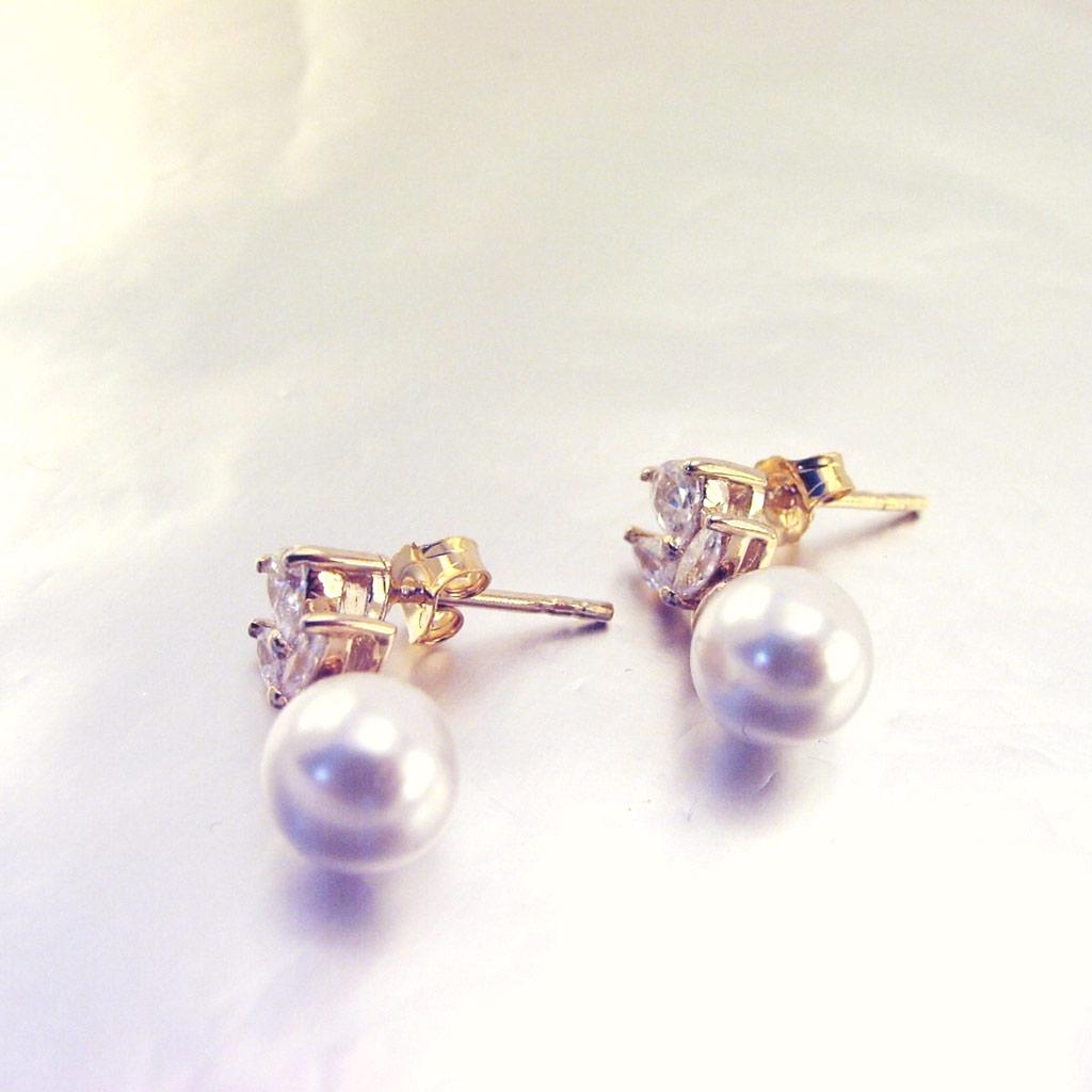 Les Trésors De Lily [E7749] - Gold Plated 'Catherine' White Gold Earrings - 10x8 Mm