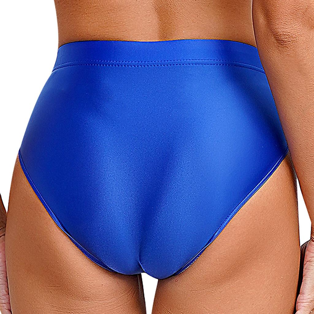 Womens Shiny Solid Color Briefs High Stretch Elastic Waistband Underwear