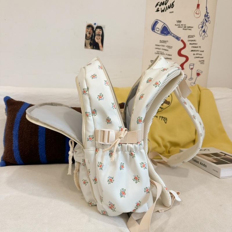 High Value Small Fresh Floral Girl Student Backpacks College Style Large Capacity Nylon Schoolbag College Students Teenagers Going Out Travel Rucksack