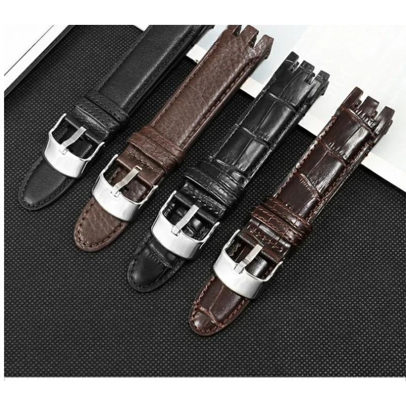 Dla Swatch Pasek do zegarka ze skóry naturalnej Męski Yrs403 412 402G Wodoodporny Odporny na pot Zakrzywione wycięcie Pasek do zegarka 21mm