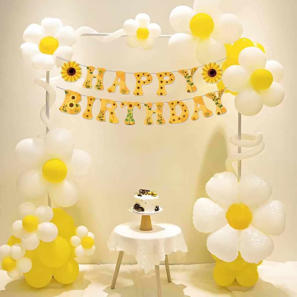 Sunflower Happy Birthday Banner Birthday Party Decorations Sunflower Themed Party Supplies