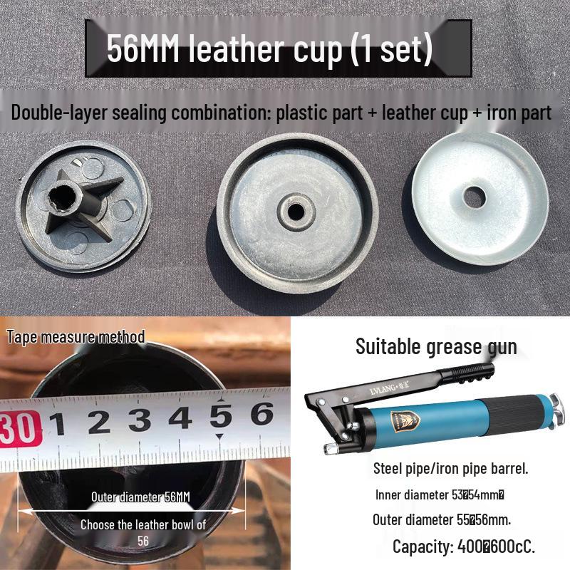 Universal Grease Gun Spare Parts Set: Leather Cup, Oil Seal, Rubber Ring, Iron Sheet, Plastic Parts