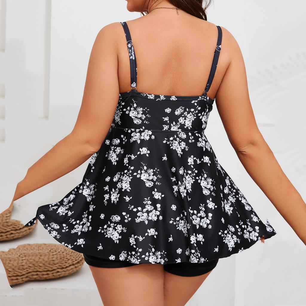 Women's Two-Piece Bikini Set Large Size Skirt Split Swimsuit