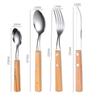 Stainless Steel Tableware Reusable Portable Set Mirror Silverware Wood Handle Knife Fork Spoon Home Kitchen Western Cutlery