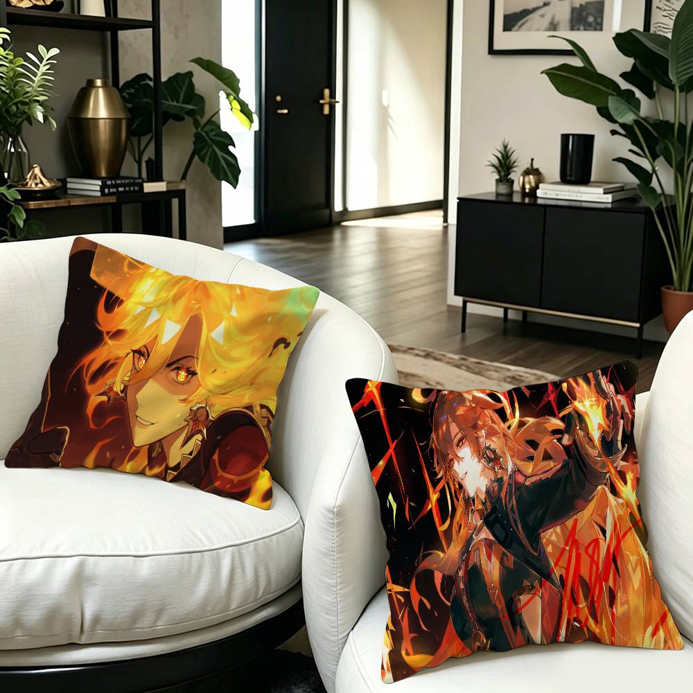 Genshin Impact Mavuika Pillow Anime Pillow Sofa Bed Head Pillow Cover Cushion Cover 45x45 cm Fashion