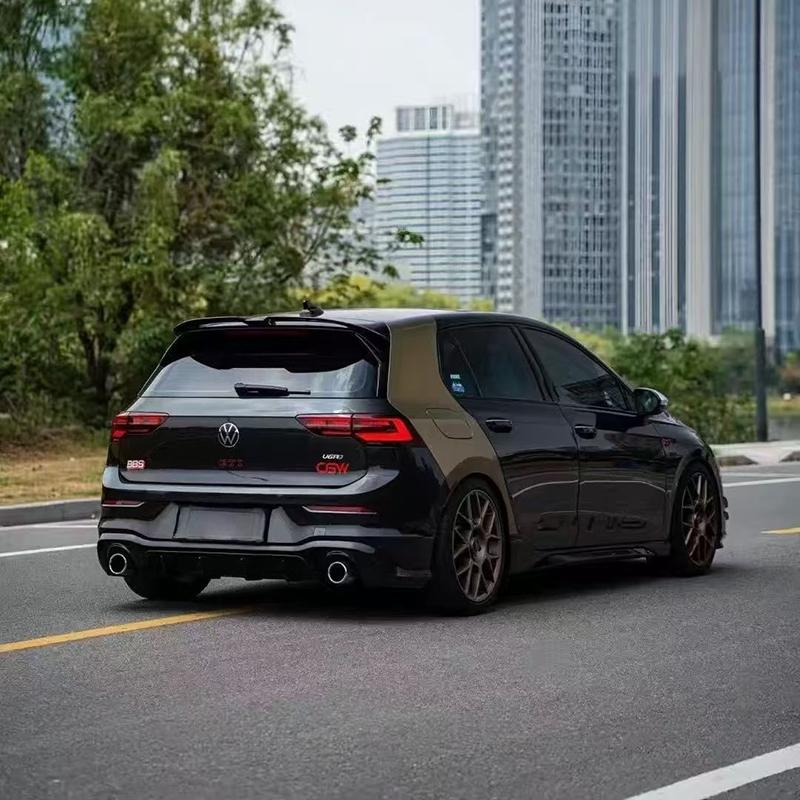 For VW Golf 8 MK8 8.5 GTI GTD R TSI TDI 2019 To 2026 Oettinger Style Car Rear Roof Spoiler Wing Glossy Black Carbon Fiber Look