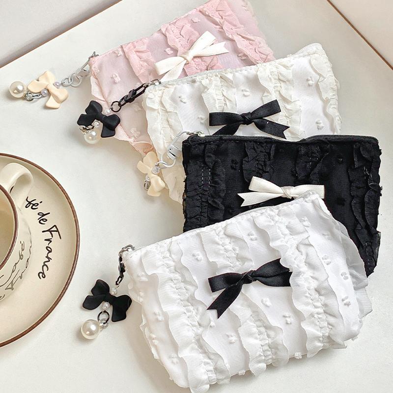 1Pc Lace Bow Storage Bag Travel Makeup Bag Professional Makeup Artist Use Storage Bag Home Storage Multi-Color