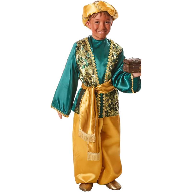 Aladdin Prince Indian Children s Masquerade Halloween Costume Large зелёный
