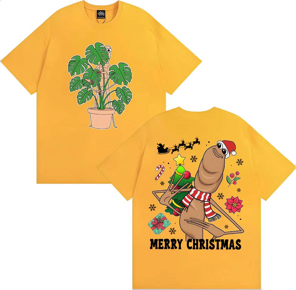 2025 Summer Merry Christmas, Marcus Worm Men's Women's Fashion Humorous Short Sleeved T-shirt, Pure Cotton Casual T-shirt Y2k