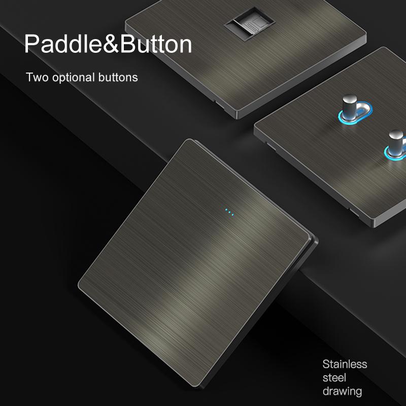 Wall Stainless Steel Switch and Socket Electric Accessories Stainless Steel Metal Panel Vintage Light Switches