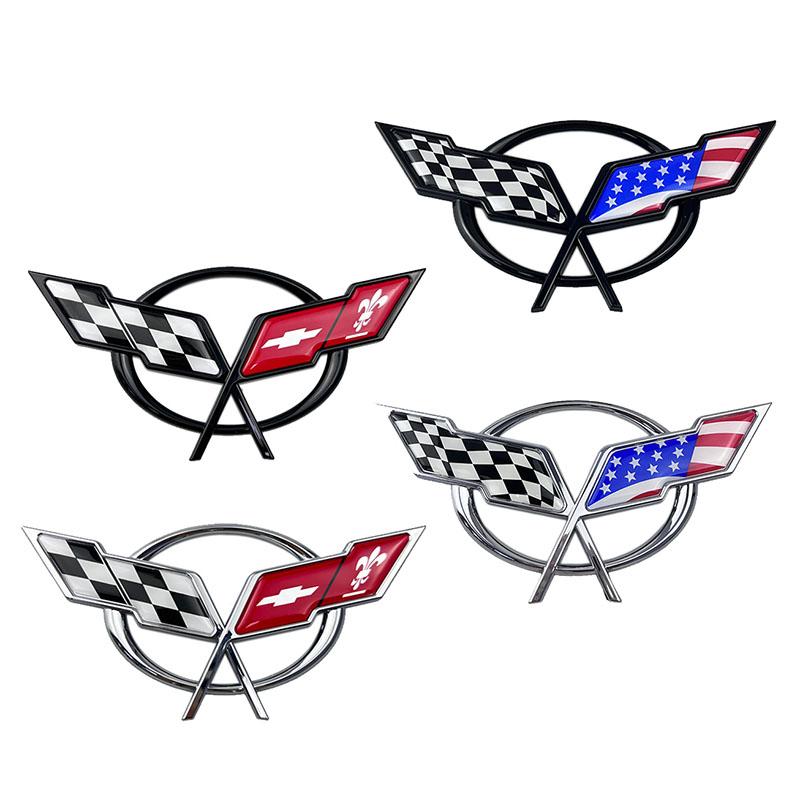 3D ABS Car Emblem For Chevrolet Corvette C5 C6 C7 C8 Rear Trunk Front Hood Sticker Replacement Badge Exterior Decoration