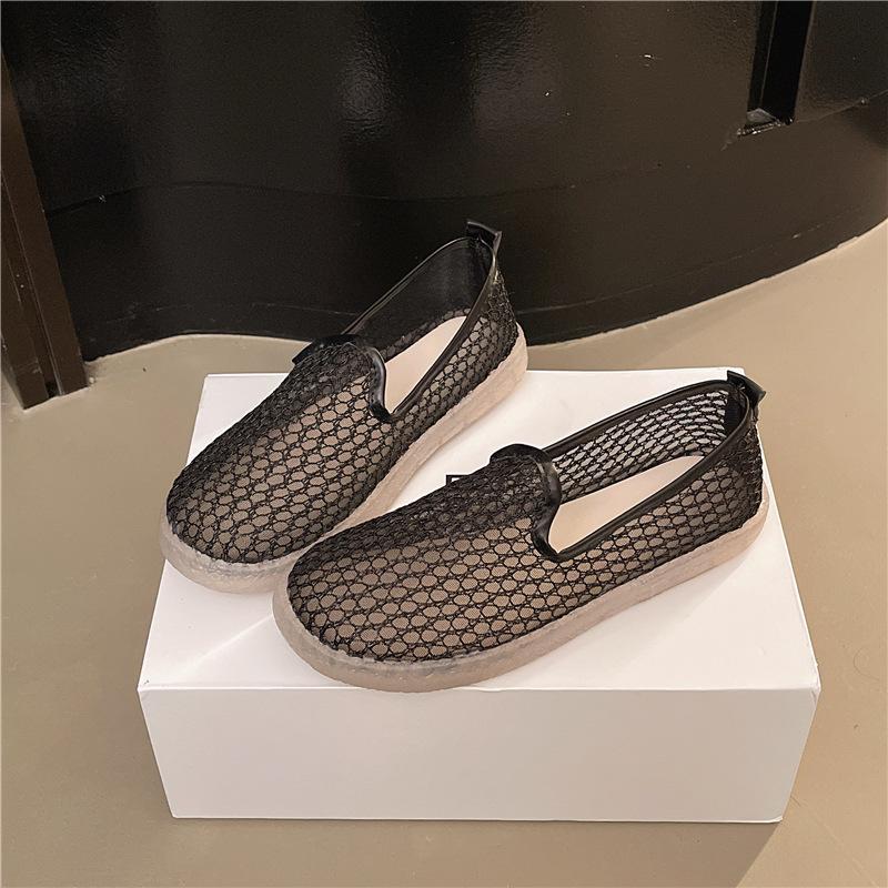 Hollow mesh shoes women's breathable mesh non-slip summer versatile single shoes women's one-pedal lazy shoes flat shoes